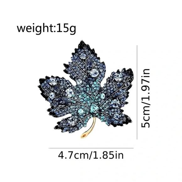 Bria Red Maple Leaf Green Crystal Brooch - Picture 8 of 8